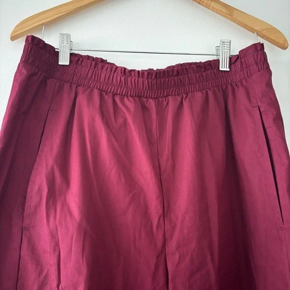 NWOT House of Harlow 1960 Burgundy Maroon Stretchy Waistband Wide-Leg Pants Med - Picture 4 of 9